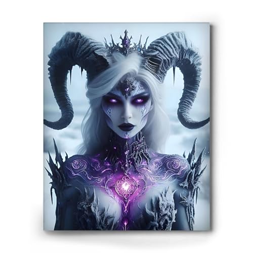 Canvas wall art decor - Mysterious Witch with Purple Crown,