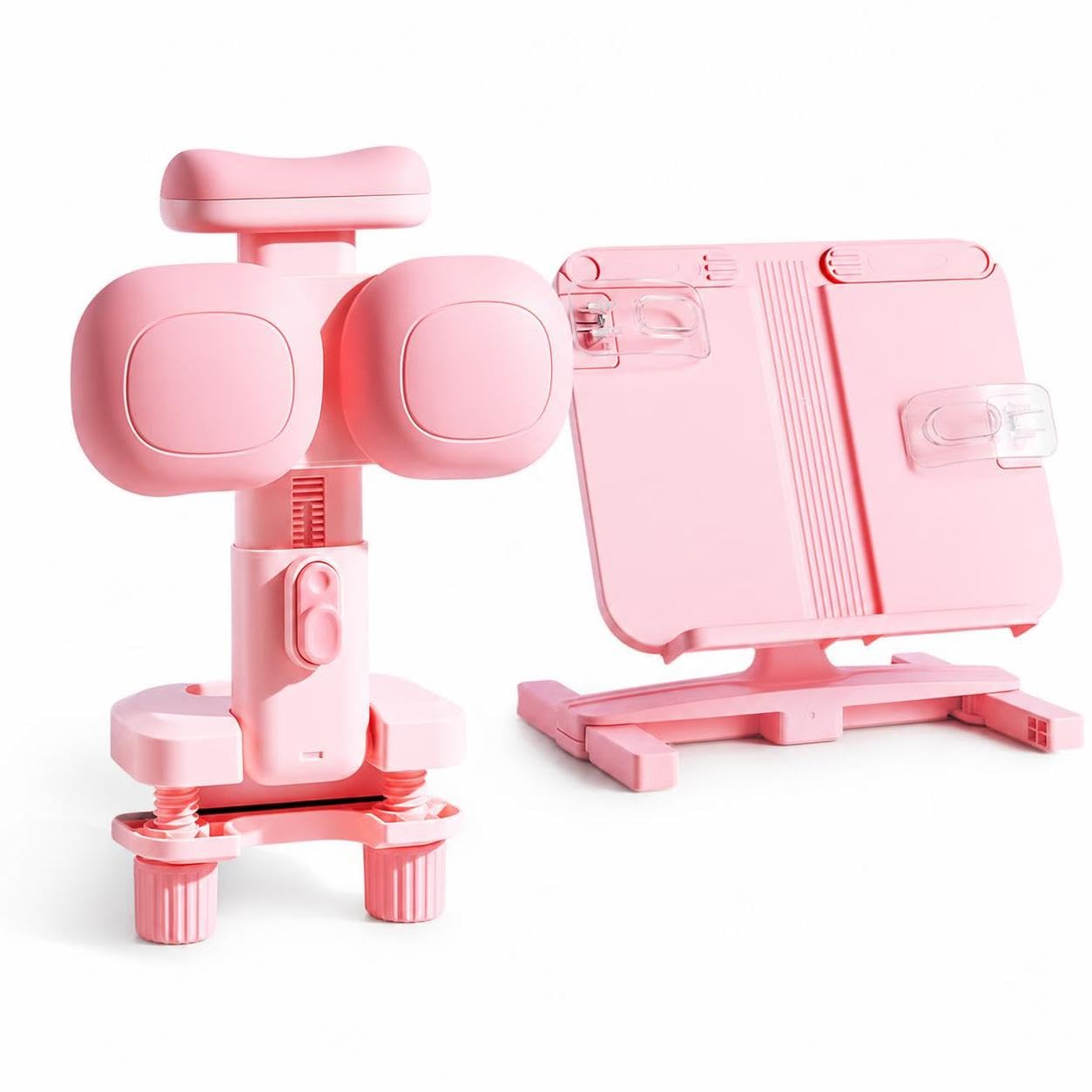Supporto Postura Bambini con Integrato, Supporto Regolabile da Scrivania per Studenti, per la concentrazione, Set correttore di postura con supporto per il mento e leggio, colore rosa