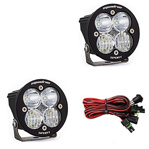 Baja Designs Squadron-R Sport Pair, Black LED Light Pods, Off Road Lights, Driving Headlights for Truck, SUV, UTV, Super Bright Driving/Combo Pattern, Waterproof, Black, Clear