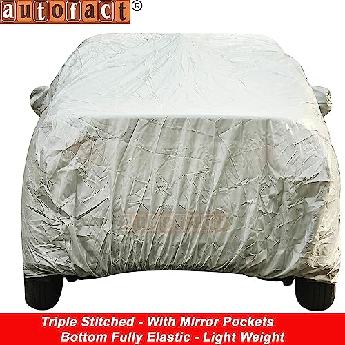 Image of Autofact Waterproof Premium Silver Matty Triple Stitched Car Body Cover with Mirror Pocket for Jeep Meridian
