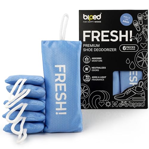 biped FRESH! desodorante premium para calzado – cojín aromático con carbón de bambú activo – elimina olores y sudor de zapatillas, zapatos deportivos y mochilas z2925(CITRUS, 6 pieces)