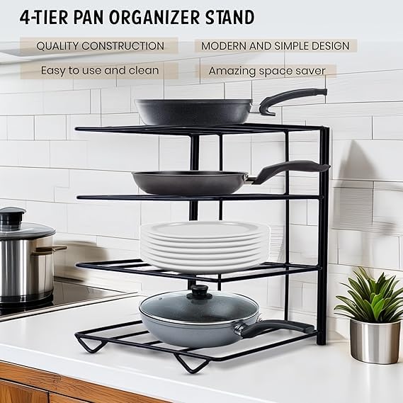 Image of Niyara Iron Metal Heavy Duty Stand 3-Tier Multistorage /Multipurpose Standing Rack, Bathroom Countertop Storage Shelf Cosmetic Organizer Holder Kitchen Spice Rack (Tawa stand)