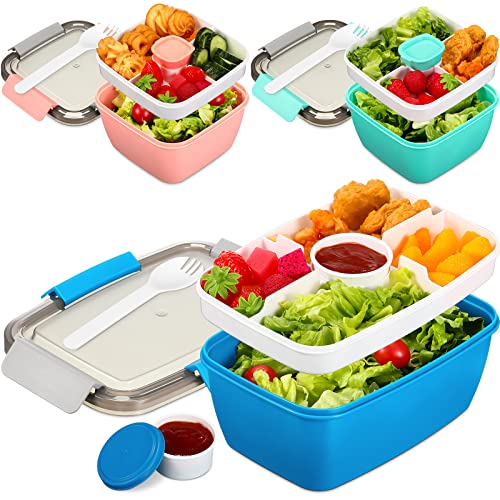 Hotop 3 Pack Salad Container For Lunch, Large Adult Bento Box 52 Oz And 68 With 5 Compartments Tray Bowl Leak Proof, 2 Sizes (Ht-Hotop-273) #TOP15