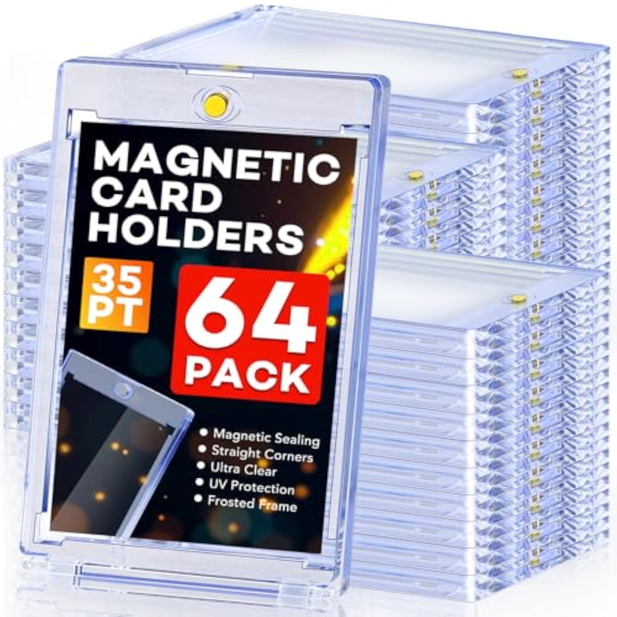 64ct Magnetic Card Holders, 35pt One Touch Card Holder
