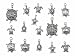 Kinteshun Assorted Tortoise Sea Turtle Charm Pendant Connector for DIY Jewelry Making Accessaries(16pcs,Antique Silver Tone)