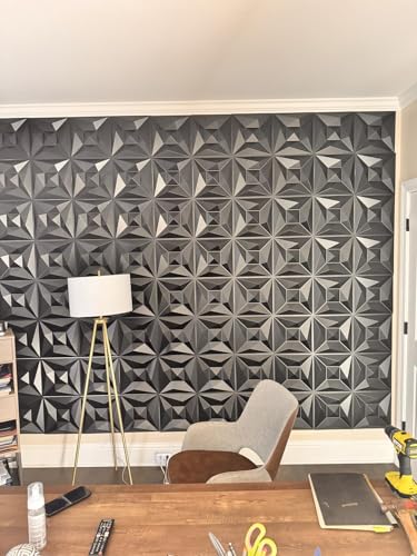 40 PCS 3D Wall Panels for Interior Wall Décor Black 11.8"*11.8" Covering Panels, PVC Textured 3D Wall Tile for Living Room, Bedroom DIY Interior Décor - Image 3