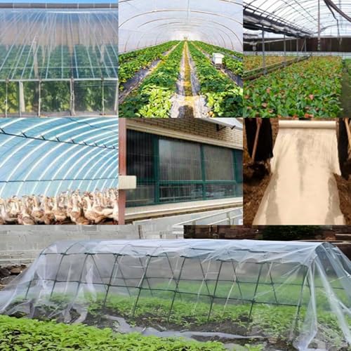 KZQXXT Gewächshausfolie 2X5M Polyethylenfolie Transparent Gewächshausfolie Extra Dick Reißfest Folie Kunststoffplatten für Bauernhöfe, Gärten, Gartenarbeit Treibhaus Folientunnel