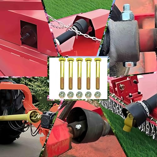 Image of Grade 5 Shear Bolts 1 /2 inch x 3-1 /2 inch for Rotary Cutter,Tractor Gearbox,by Color Galvanization with Nylon Lock Nut Kit,by Metalsuberg .(5pcs Pack)