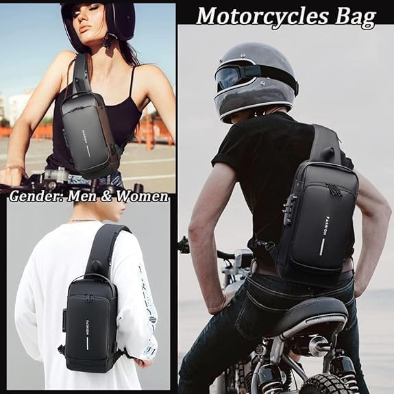 2PCS Carbon Fiber Streamline Anti-Theft Sling Bag, Carbon Fiber Streamline USB Charging Shoulder Bag3