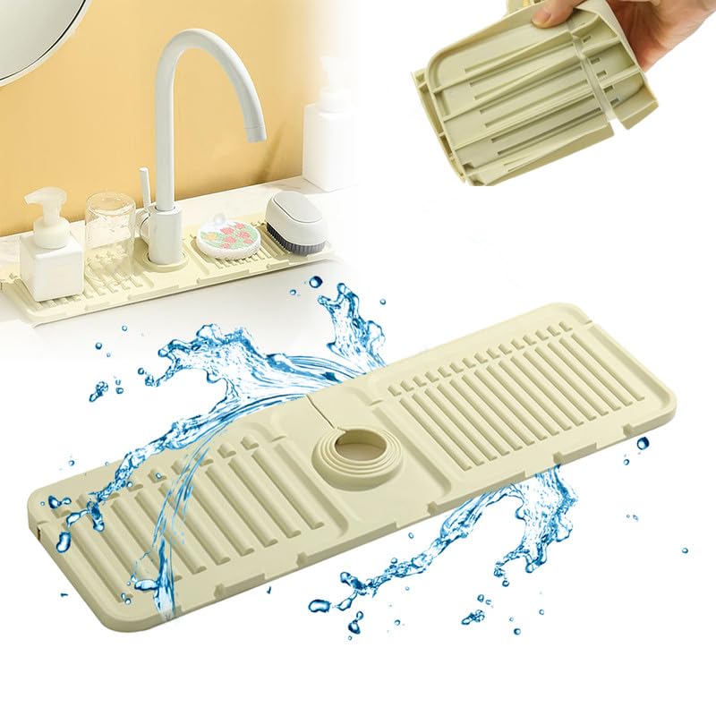 Abulun Paraspruzzi Lavello Cucina-24in Nero Tappetino Per Rubinetto-tappetino Silicone Proteggi