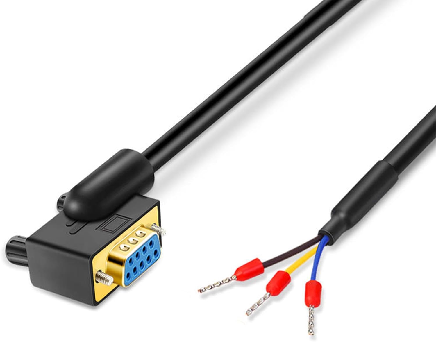 Gold-Plated RS232 DB9 Serial Cable - Direct Connection Data Line with RXD, TXD, GND Terminals (270 Degree Male, 10 Meter)