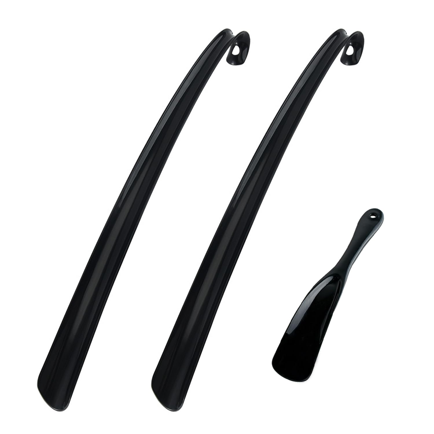 Calzador Plástico Negro 42cm y 19.5cm para Zapatos - Ayuda para Vestir para Mayores y Niños