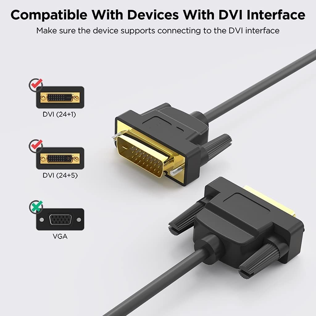 HDMI Splitter DVI to DVI Cable 2K DVI DVI Adapter Dual Link Male to Male Digital Video Cables DVI Splitter DVI-D 24+1 (Color : As Shown Size : 1m 3ft) (As Shown 1m 3ft)