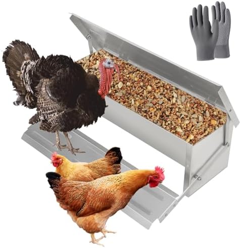 Automatic Chicken Feeder - Rat-Proof Poultry Feeder with Weatherproof Lid for 4-6 Chickens, Rooster, Pheasant & Duck - Ideal for Outdoor Henhouse & Backyard Farming