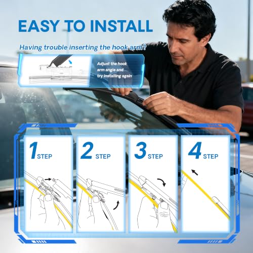Image of 5 PLUS Premium Silicone Wiper Blades Fits Ford Mustang 2010-2023 | 5 PLUS 22 inch+20 inch Wiper BladesFits 2010-2023 Ford Mustang,Waterproof Rain Wiping,Streak-Free,Long Lasting Harsh Weather Design