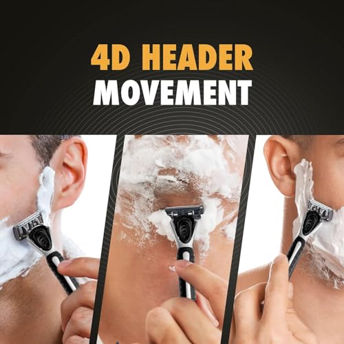 Image of 5-Blade Razor | Razor for Men, with 5 Anti-Friction blades, Dynamic Pivot for Smooth & Comfortable shave with Flexible Head, Water-Activated Moisture Strip (5 Cartridges)