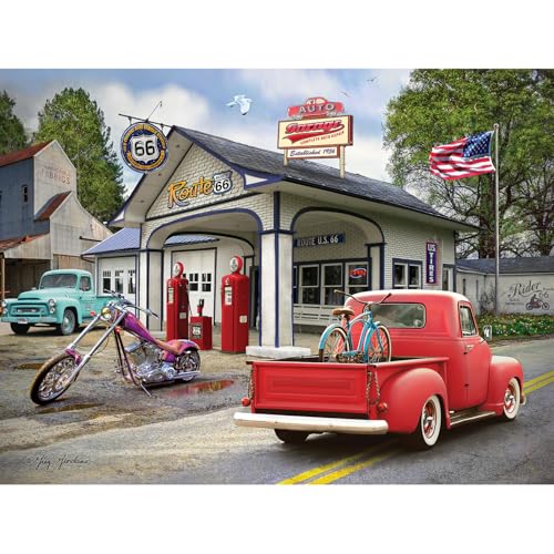Bits and Pieces Puzzle 1000 Piezas Adultos - Nostálgica Gasolinera Americana - Puzzle Grande 20" x 27" Vehículos Vintage Escena de Verano miniatura 2