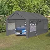 Yihomfy Autozelt Garage 3x6 m mit Rolltor, Wasserdichtes Fahrradzelt für Auto, Motorrad, Fahrrad, Gartenlager, PVC Plane mit Stahlrahmen, Einfache Montage