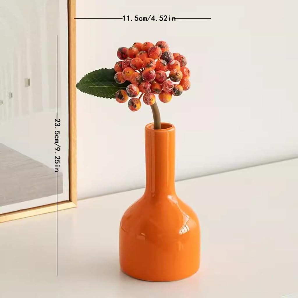 Keramikvasen Orange Keramik Dekorative Trockenblumenvase Künstliche Blumen Set Wohnzimmer Blumenarrangement Dekorative Vase Keramik Vase (S)