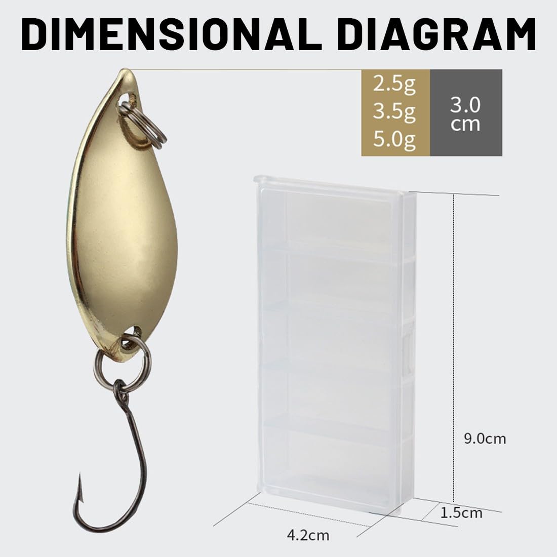 Cucchiaini da Pesca Esche 10 Pezzi, 2.5g/3.5g/5g, Esche per la Pesca Alla Trota, Trota, Persico, Luccio, 10 Pezzi