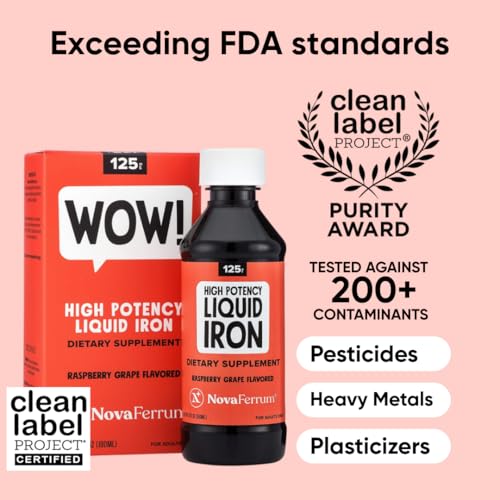 image for NovaFerrum Wow, 125 High Potency Liquid Iron Supplement for Adults, Ir