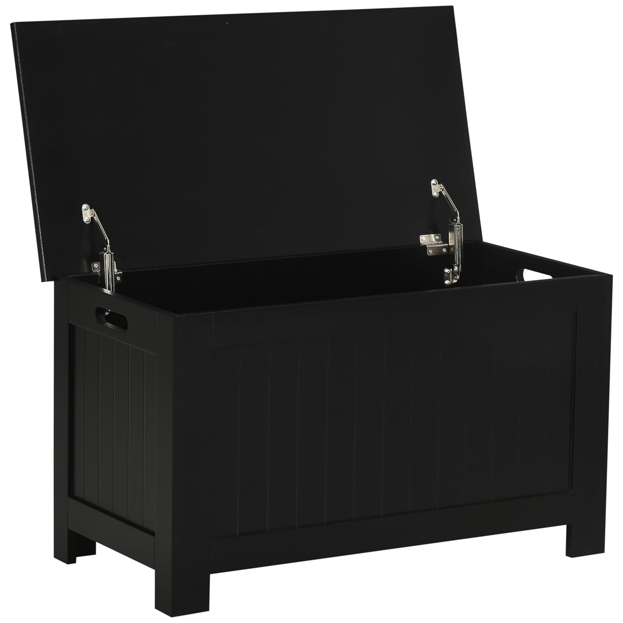 HOMCOM Baúl de Almacenaje para Dormitorio Banco de Almacenaje con Tapa Baúl de Almacenaje Versátil con Bisagra de Seguridad para Pasillo Salón 81x40x46 cm Negro