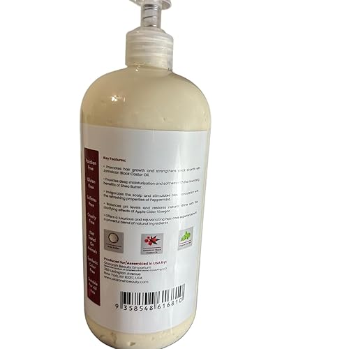 Miniatura 8 de OLAZARAH Acondicionador de cabello sin enjuague de aceite de ricino negro jamaicano para fortalecimiento y restauración, 10 onzas líquidas