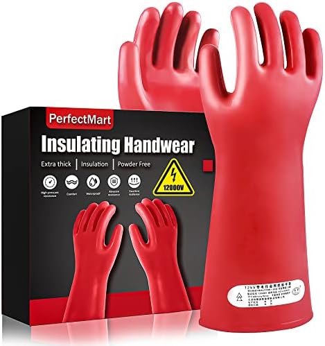 2 PCS Insulating Gloves For High Voltage Electrical Work 1.8mm-Thickness Protective Gloves Cut & Stab Resistant 12kVAC/22kVDC Max Red Rubber Insulating Handwear For Electricians Lineworker