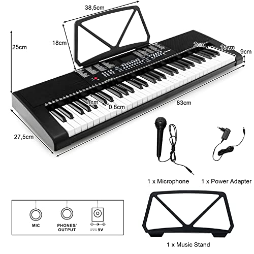 COSTWAY Clavier Électronique à 61 Touches Portable avec Microphone,Piano Numérique avec Pupitre,255 Sons,255 Rythmes,24… - Les Beatles, Paul McCartney, John Lennon, RIngo Starr, George Harrison COSTWAY Clavier Électronique à 61 Touches Portable avec Microphone,Piano Numérique avec Pupitre,255 Sons,255 Rythmes,24… – Image 6