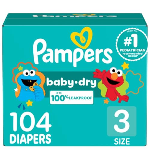 Image of Pampers Diapers - Baby Dry - Size 3, 104 Count, Absorbent Disposable Infant Diaper (Packaging May Vary)