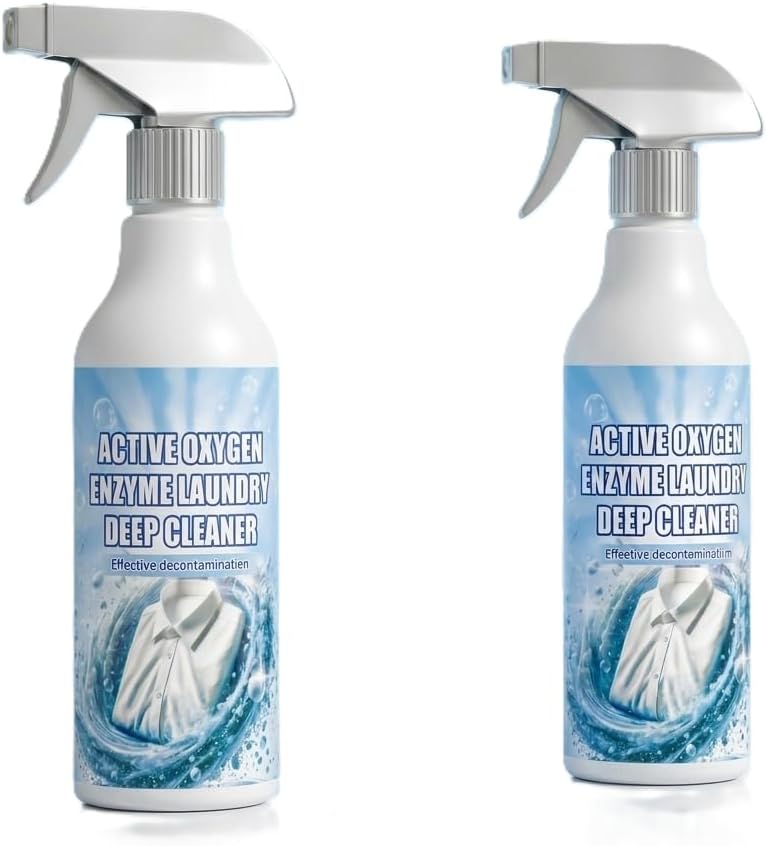 Active Oxygen Enzyme Laundry Deep Cleaner Spray, Powerful Stain Remover for Clothes, Fabric Decontamination Cleaner, 120ml (2, Fresh/Clean)