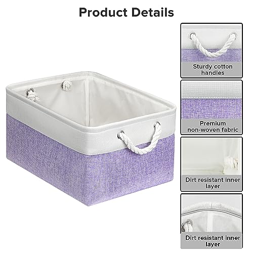PWVMWM Large Storage Baskets, Rectangular Fabric Storage Box with Handles - Image 3