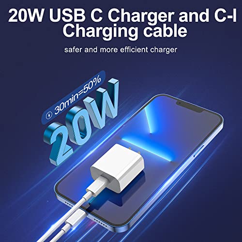 Iphone Charger Fast Charging [Apple Mfi Certified] 2 Pack Apple Type C Wall Charger Block With 2 Pack [6Ft&10Ft] Long Usb C To Lightning Cable For Iphone 14/13/12/12 Pro Max/11/Xs Max/Xr/X,Airpods Pro #TOP2