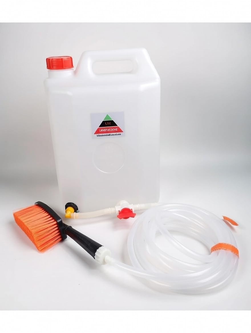 Kit de Limpieza de Vehículos L.T.C LAVATUCOCHE con Cepillo, Manguera y Bidón para Lavar la carrocería de Vehículos Pequeños y Medianos