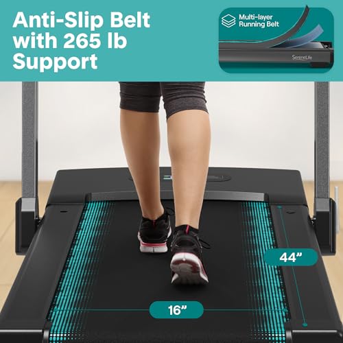 Image of SereneLife Portable Foldable Treadmill for Home, 8.7 MPH Shock Absorption, LED Display Under Desk Walking Mat for Home Office, Walking pad with Handle bar, App Support, 350lb Capacity