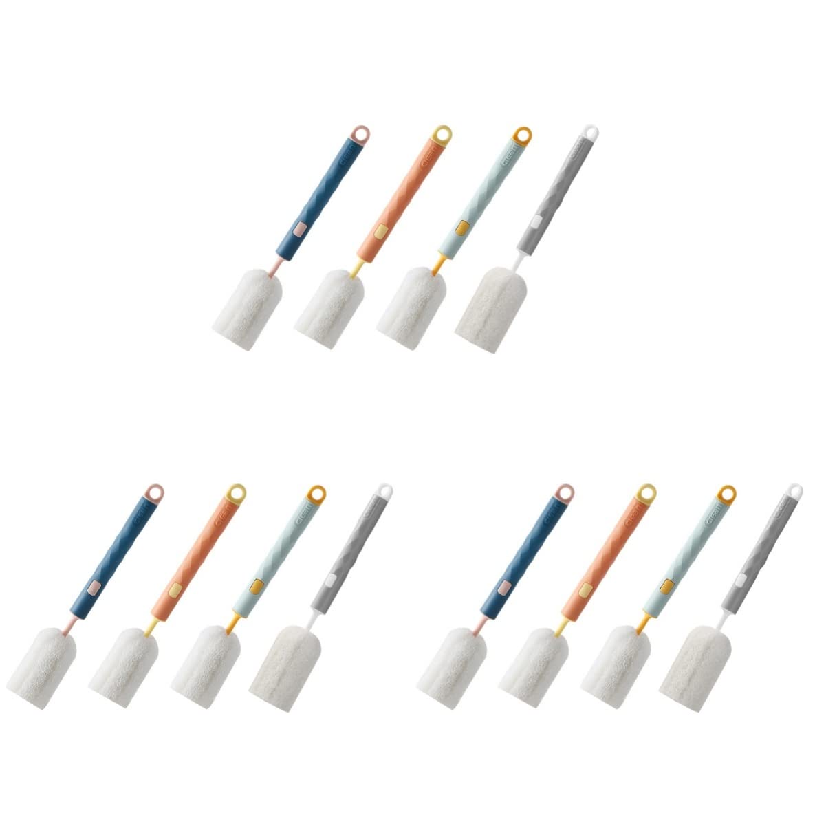ULTECHNOVO 12piezas Escobilla Para Biberones De Mango De Rainbow Cepillo De Limpieza Para Botellas y Utensilios De Cocina Diseño Colgante y Fácil Almacenamiento