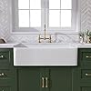 TUKTUK White Farmhouse Sink 30 inch Farm Sink Fireclay Apron Front Single Bowl Kitchen Sinks Deep Drop In Undermount Reversible Heavy Duty Easy-to-Clean Kitchen Basin with Luxury Modern Accessory Kit