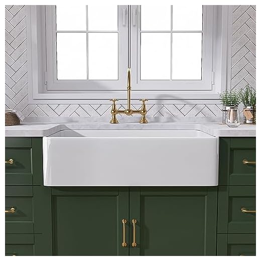 TUKTUK White Farmhouse Sink 30 inch Farm Sink Fireclay Apron Front Single Bowl Kitchen Sinks Deep Drop In Undermount Reversible Heavy Duty Easy-to-Clean Kitchen Basin with Luxury Modern Accessory Kit