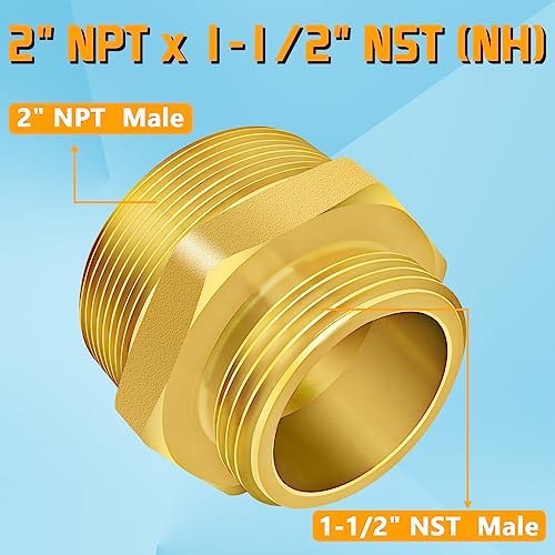 Fire Hydrant Hex Nipple, 2" Npt X 1-1/2" Nst (Nh) Male Fire Hydrant Hose Adapter Fitting Double Male Brass Fire Hydrant Connector #TOP1