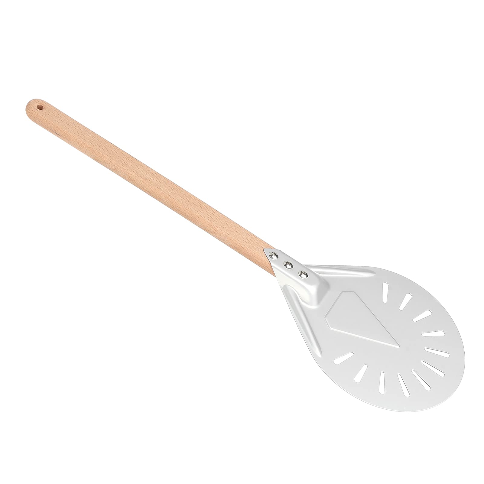 Pizza Turning Peel,Round,Pizza Pizza Spatula, Pizza Shovel Peel Pizza Spatula Aluminum Perforated Pizza Peel Turner with Wood Handle Pizza Paddle for Pizza Oven Accessories