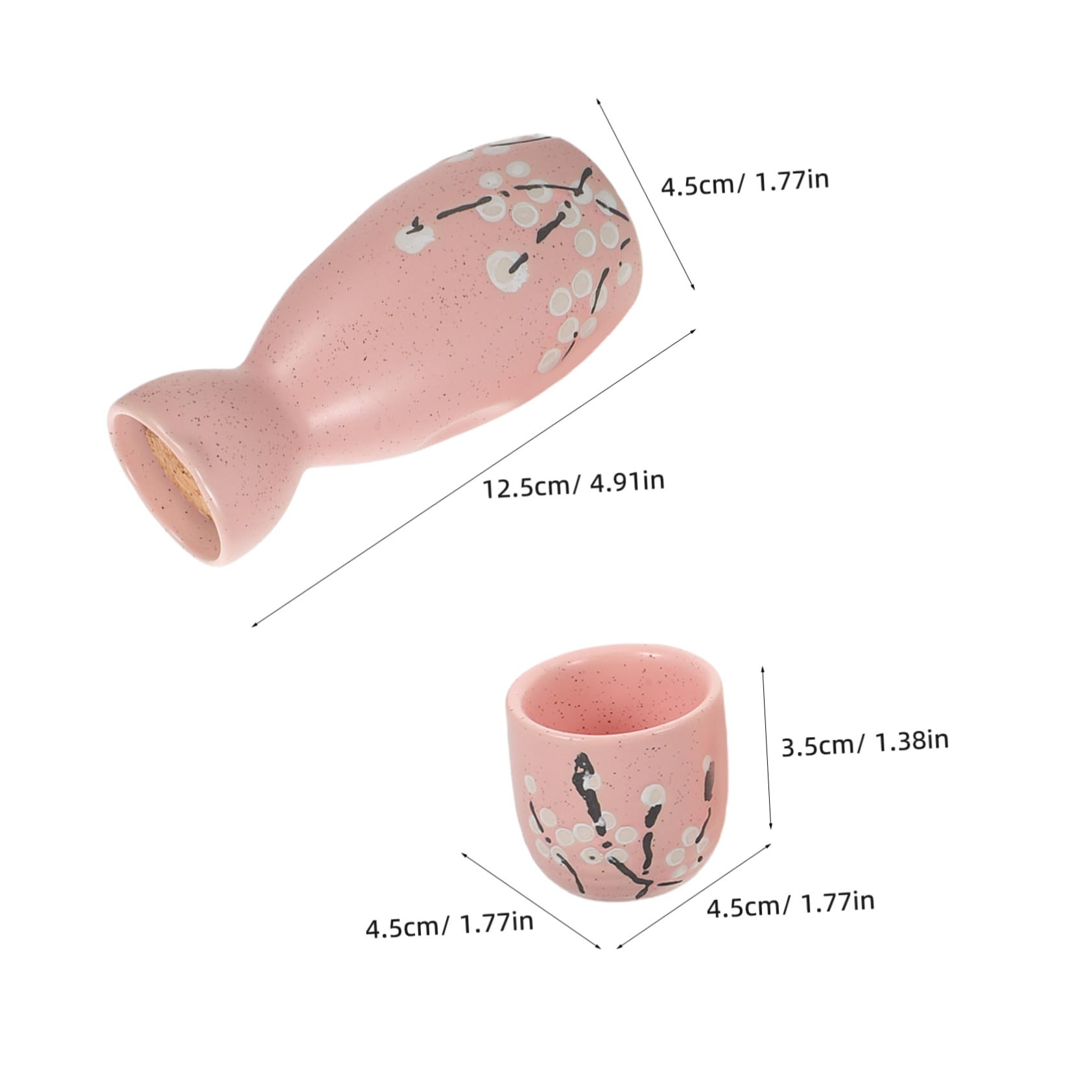 Cerámica Japonesa para Sake con Botella y Vasos Diseño Flor de Ciruelo Juego Compacto y Fácil de Limpiar para Bar Casa y Restaurante para Regalo y Uso Versátil con Soju y Té