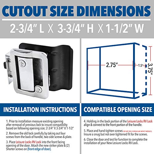 Rv Travel Trailer Entry Door Lock Polar Chrome Paddle Deadbolt #TOP6