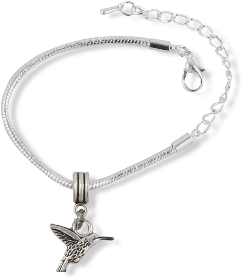 Hummingbird 3D Snake Chain Charm Bracelet