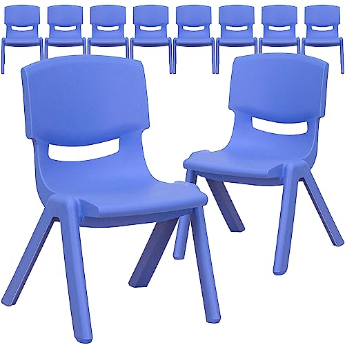 Image of Flash Furniture Whitney 10 Pack Blue Plastic Stackable School Chair with 10.5'' Seat Height