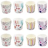 【Diseño Interesante】--Nuestros forros para cupcakes están diseñados con un diseño divertido, de colores brillantes, principalmente en color rojo, rosa, blanco, patrón de corazón lleno de atmósfera dulce, que representa la dulzura entre los amantes y la familia.