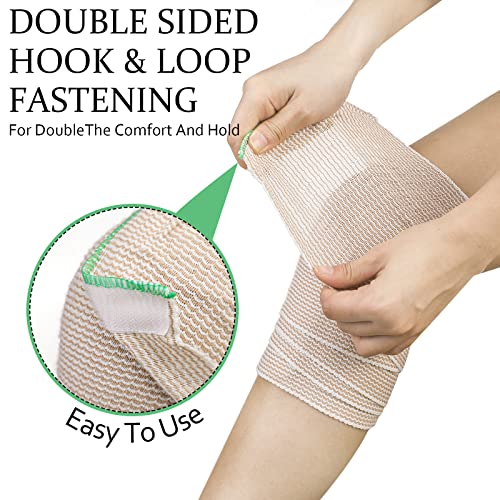 6 Pack 6 Inch Elastic Bandage Wrap With Hook And Loop Fasteners At Both Ends 6 Inch Wide Elastic Bandage Compression Bandage Compression Wrap For Sprained Ankle Knee Elbow #TOP3
