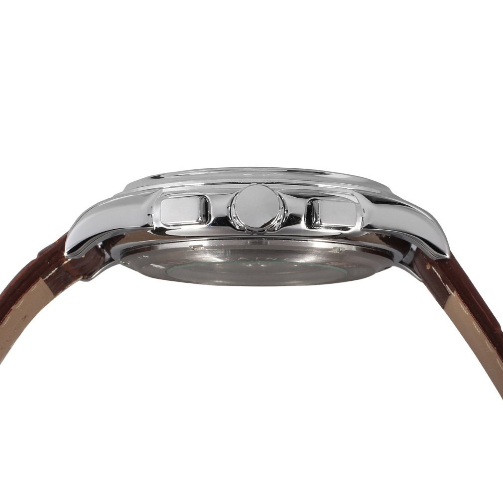 Forsining Orologio da polso da uomo con movimento analogico autoricaricante, fase lunare, design unico, con cinturino in pelle