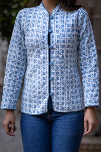 Image of Reversible Jacket for Women | Double Sided Quilted Jacket | Reversible Winter Jacket for Women | Stylish Ethnic Printed Jacket | Warm & Comfortable Casual Outerwear
