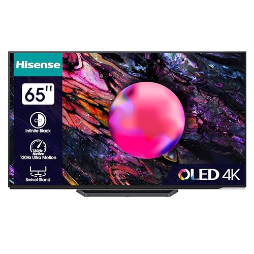 Hisense 65A85K 164cm (65 Zoll) Fernseher, OLED, 4K, HDR, Dolby Vision IQ & Atmos, IMAX Enhanced, Filmmaker Mode, 120Hz, Apple AirPlay, Alexa Built-in, Game Mode Pro, DTS Virtual X, anthrazit (2023)