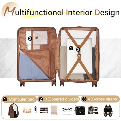 Hulsin 20” Carry on Luggage with Spinner Wheels,22x14x9 Airline Approved by Hulsin - Used condition - Image 4